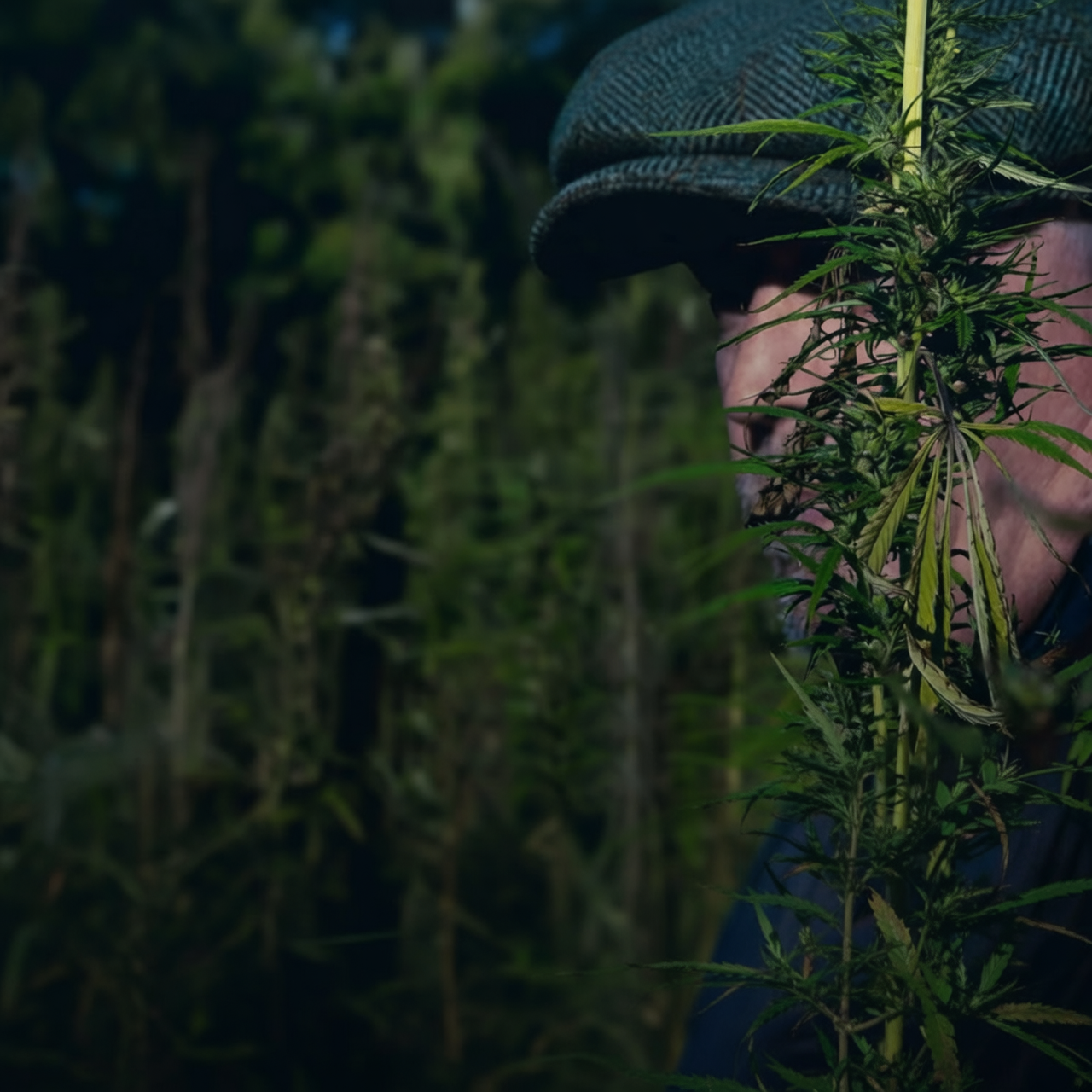Hemp farmer in field